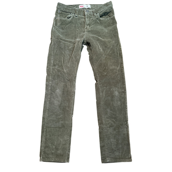 Levis' 511 Slim Olive Green Corduroy Stretch Straight Leg Pants Tag 29W X 29L - Picture 1 of 7